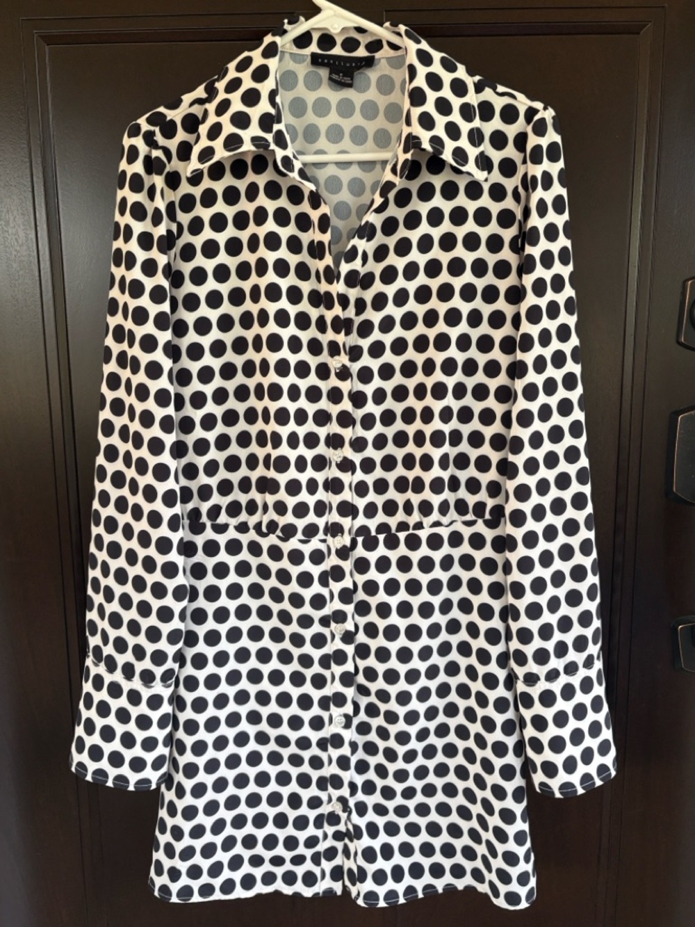Like New Sanctuary Modern Shirt Dress Pop Dot Black White Size 6